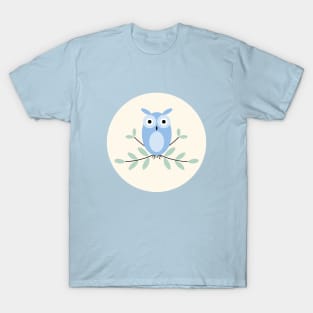 Owl on Yellow and Light Blue T-Shirt